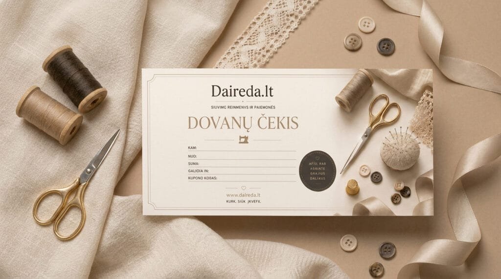 Daireda dovanų čekis siuvantiems
