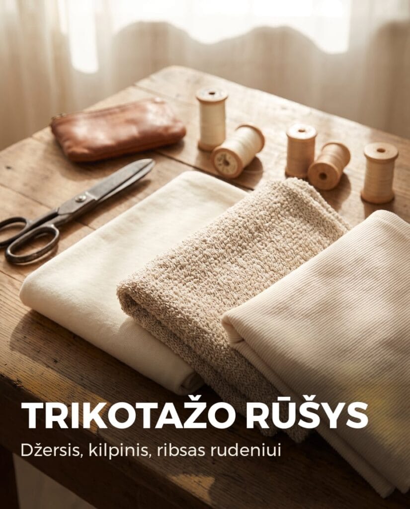 Trikotažo rūšys - džersis, kilpinis, ribsas