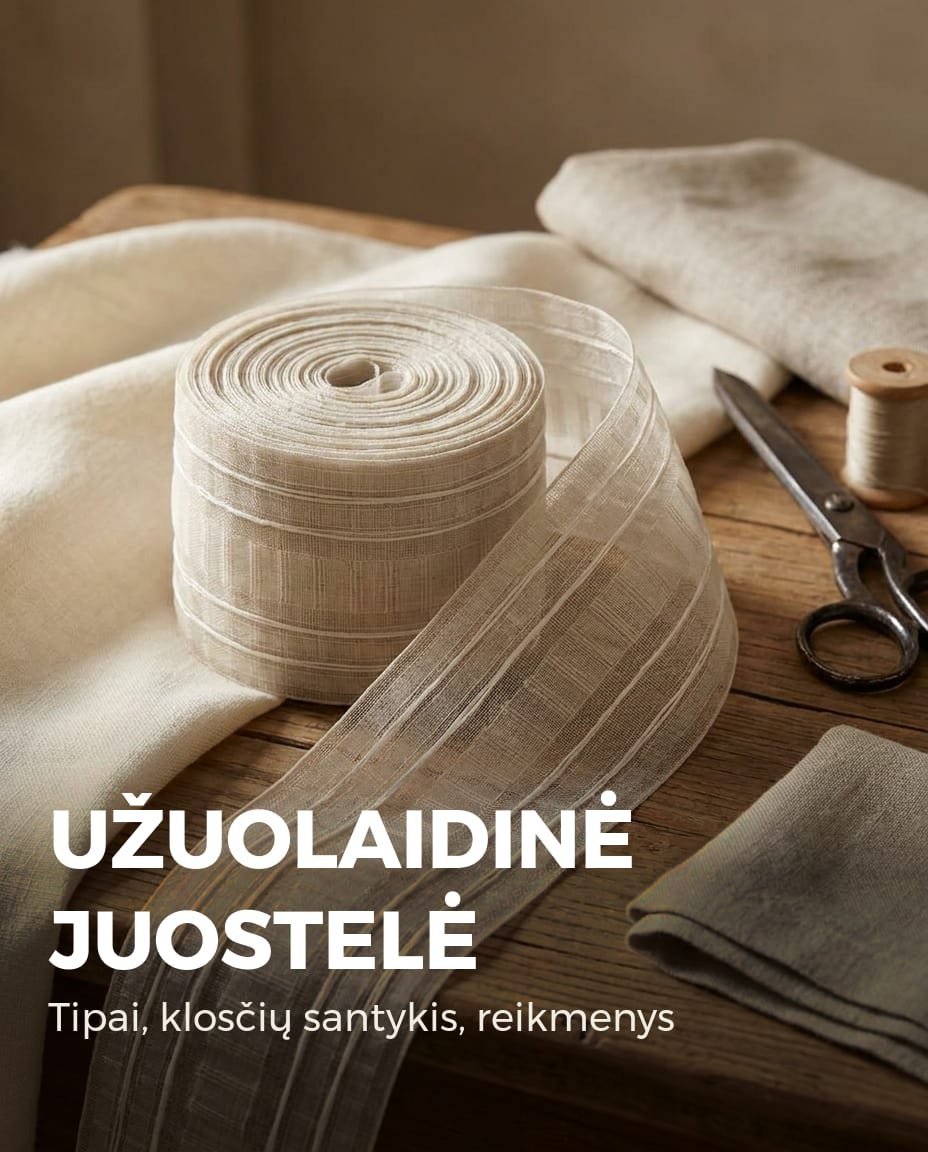 Užuolaidinė juostelė - tipai ir klosčių santykis