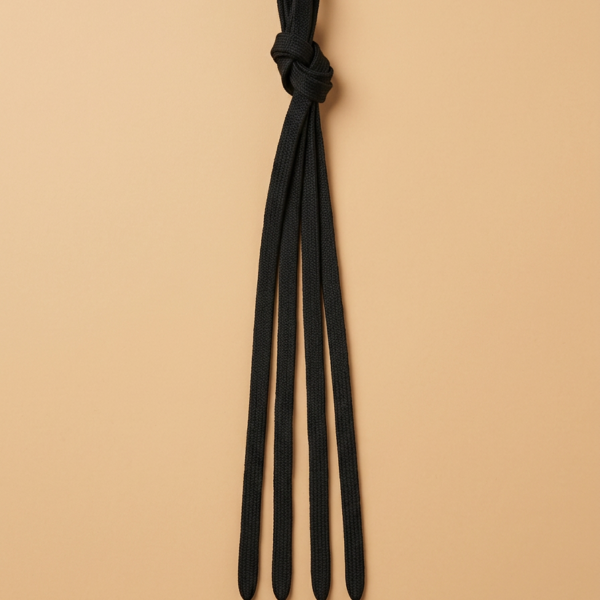 Juodi plokšti batų raišteliai – 133 cm (1 pora)