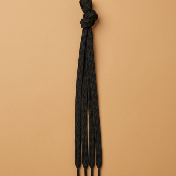 Trumpi juodi plokšti batų raišteliai – 85 cm (1 pora)